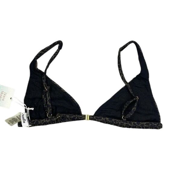 NWT Andie Swim X Demi Moore The Tropez Triangle Bikini Top S Black Gold #3326 - Picture 6 of 14